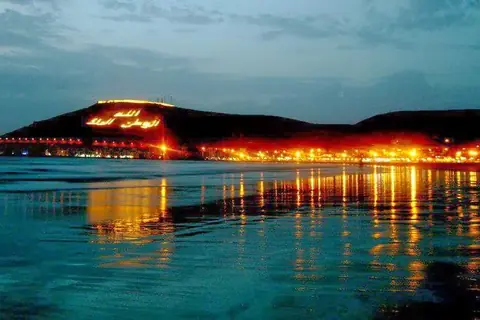 Agadir bay and the kasbah hill at night