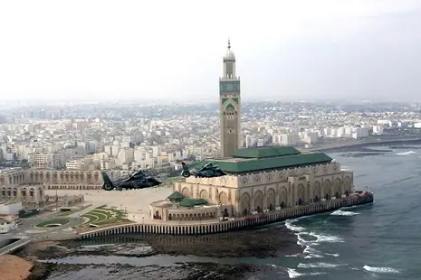 Hassan II Mosque on the ocean in Casablanca